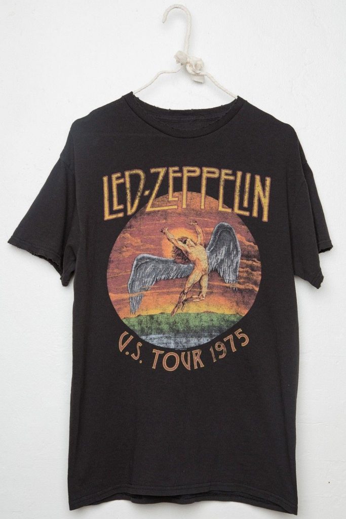 Led Zeppelin Tee with angel patterns, one of 7 essential classic rock T shirts