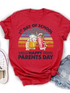 Cheers Happy Parents day shirts first day of school with beers and strawberry milkshake cheers, happy parents day shirts