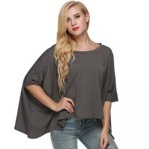 Batwing solid color blouse is the best solid color casual shirt for women