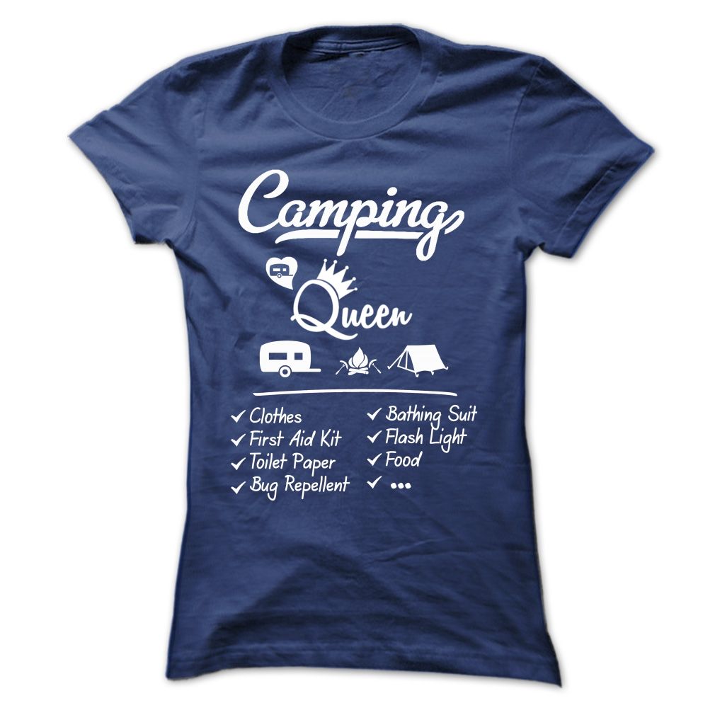 Queen Checklist Camping Graphic T-shirt Queen Checklist Camping Graphic T-shirt 2D blue
