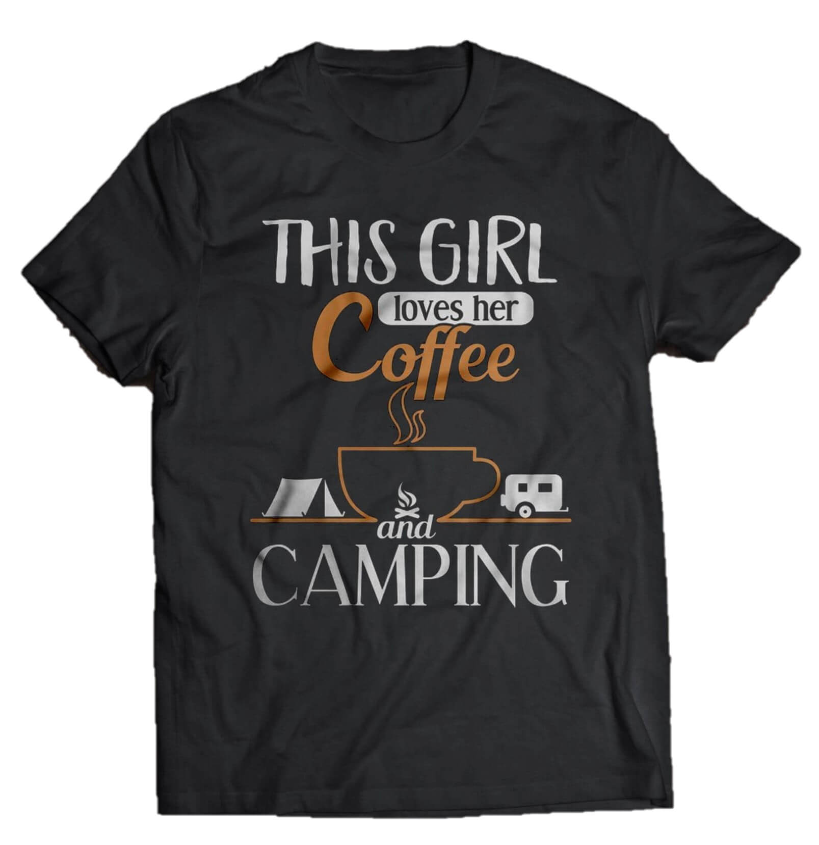 This girl loves her coffee and camping Graphic T-shirt This girl loves her coffee and camping Graphic T-shirt black