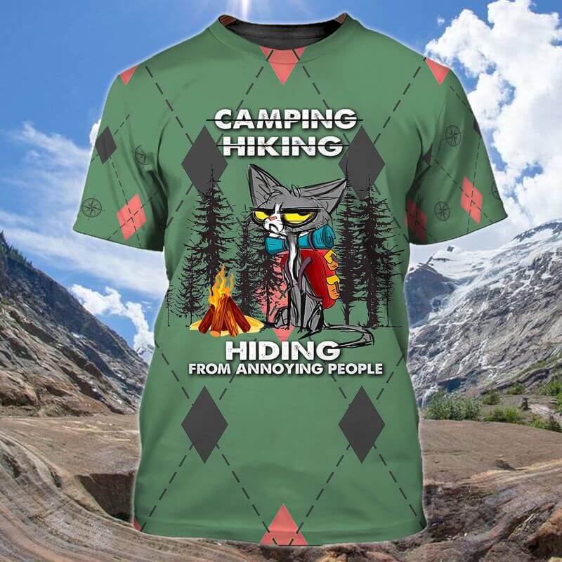 Hiding Cat Camping T-shirts Camping Hiking Hiding From annoying people Cat Camping T-shirts.