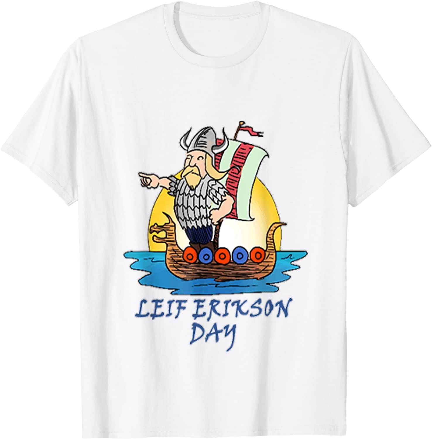 Classic Leif Erikson Day T Shirt boat cartoon colorful Classic Leif Erikson Day T Shirt boat cartoon