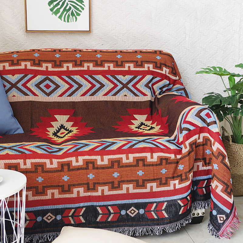 Native American Indian blankets on a couch