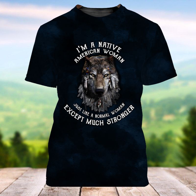 Top 10 Coolest American Indian T Shirt Designs You Can Get For A Fabulous Look! 2 NATIVE WOMAN WOLF T SHIRT