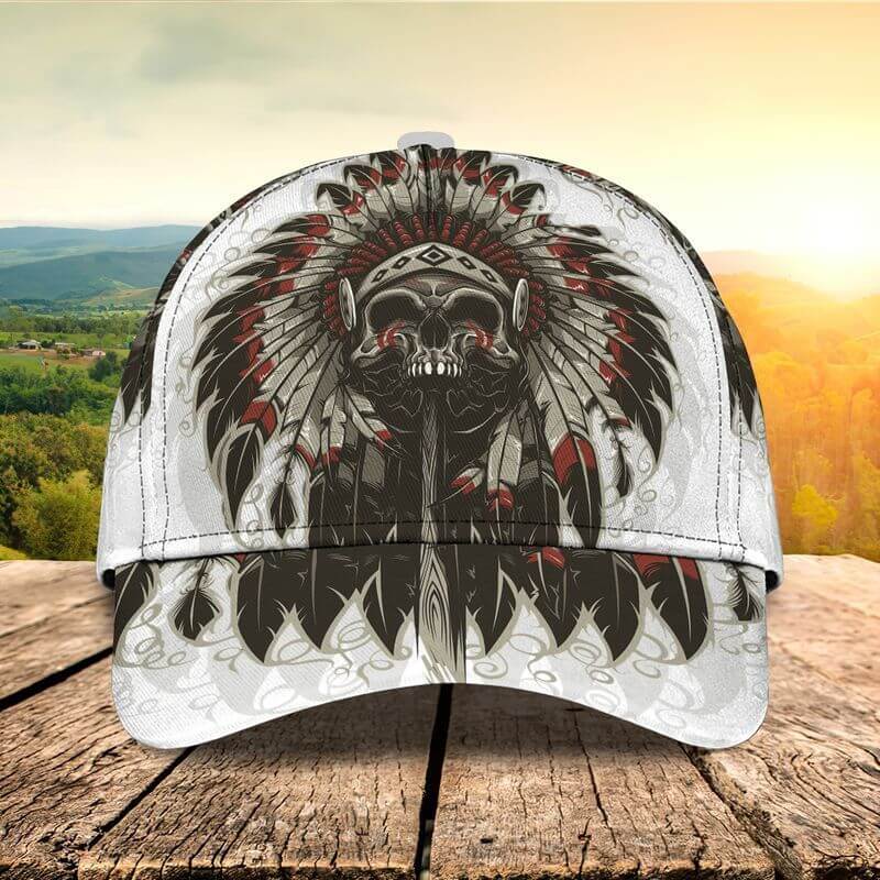 A bold Skull Native American caps idea white