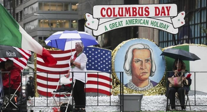 Columbus Day holiday parade in US