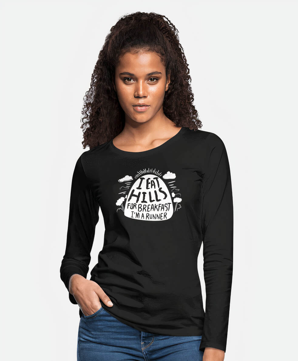 Runner Eats Hills For Breakfast chicago marathon long sleeve womens shirt