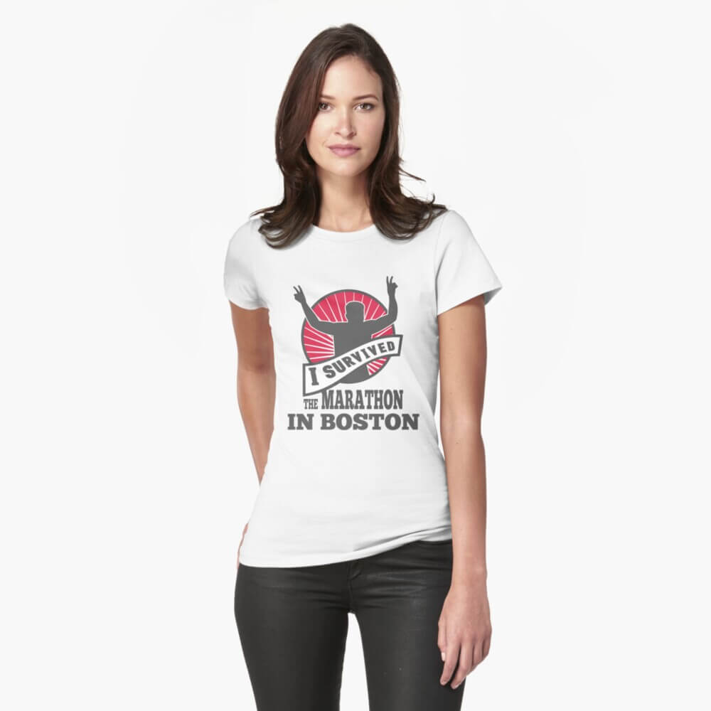 I Survived The Boston Marathon Shirt A girl wear a I Survived The Boston Marathon Shirt white