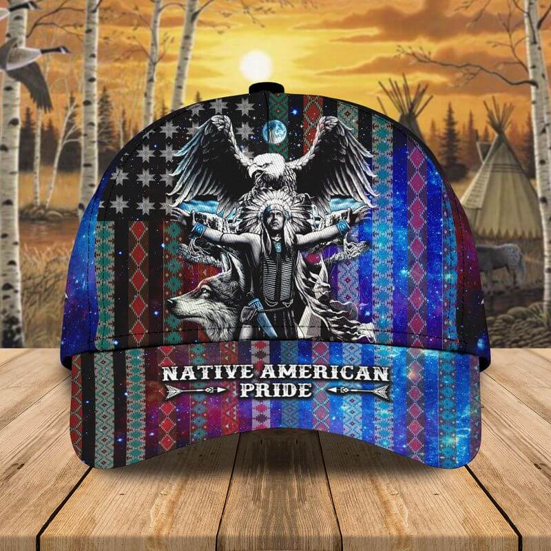 A Pride Native American caps idea with eagle and wolf