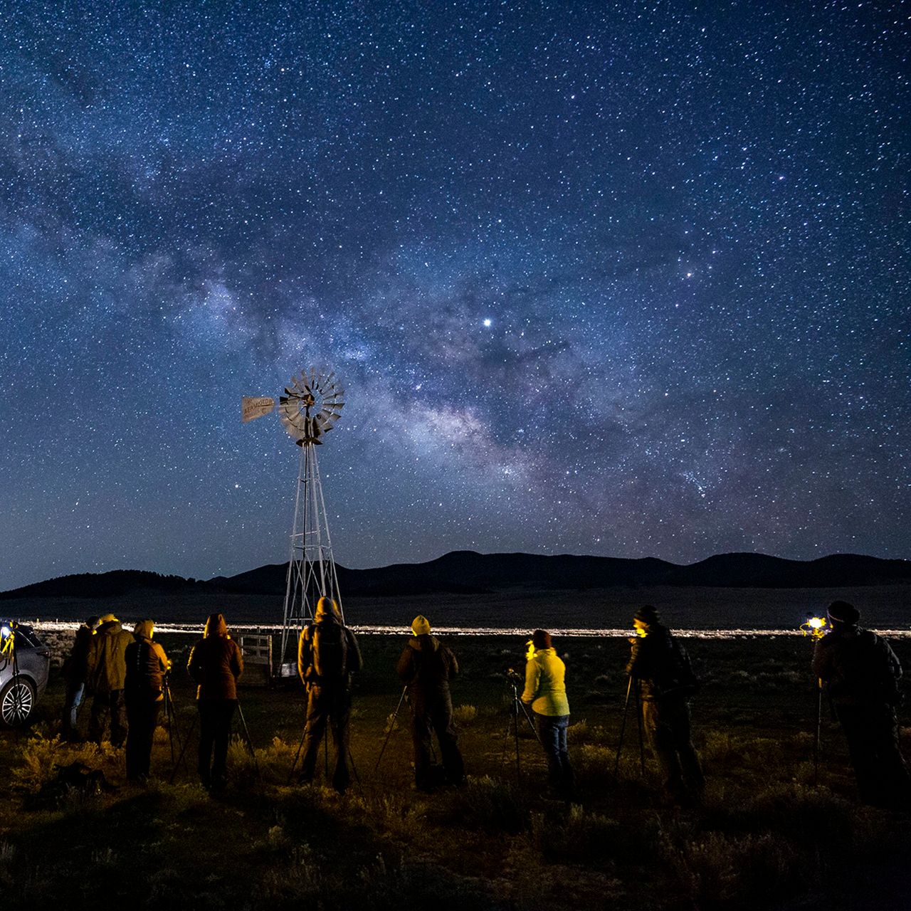 viewing the dark night sky sparkling