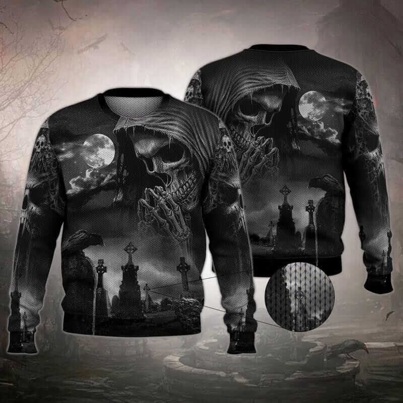 Skull Death Night Pray 3D Sweater Skull Death Night Pray 3D skeleton shirt womens