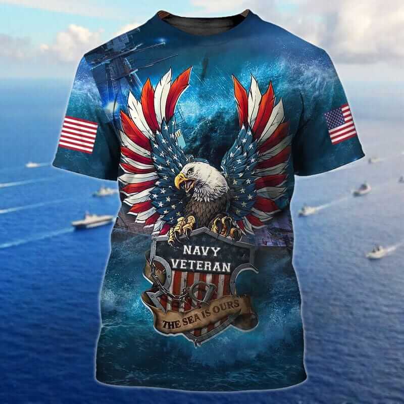 Eagle The Sea Is Ours Navy Veteran T Shirts
