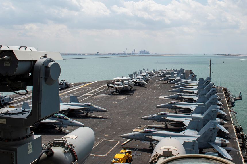 An aircraft carrier of the United States Navy force