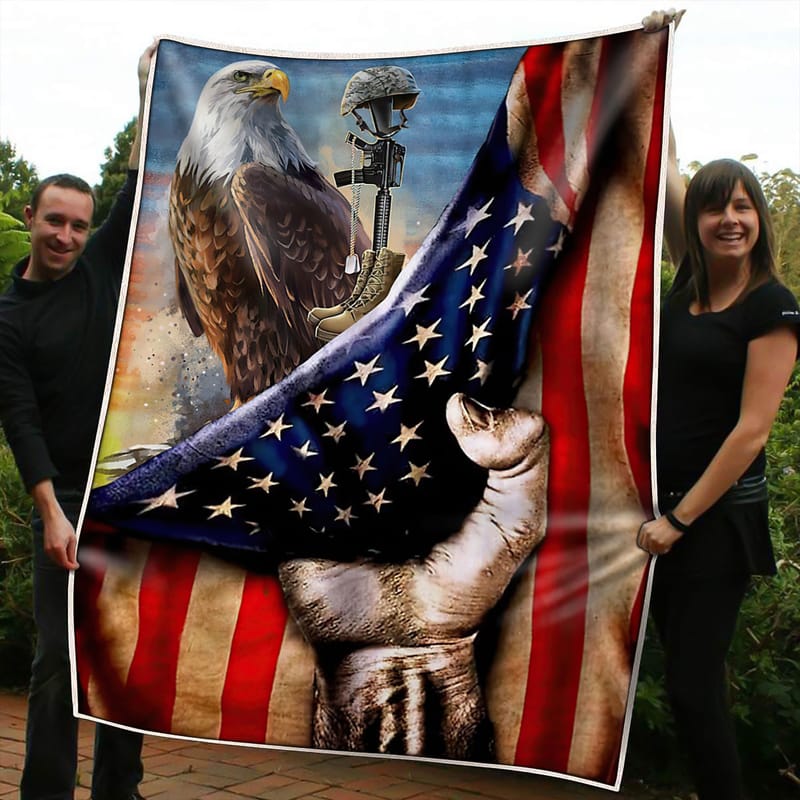American Flag and Eagle Veteran Blanket