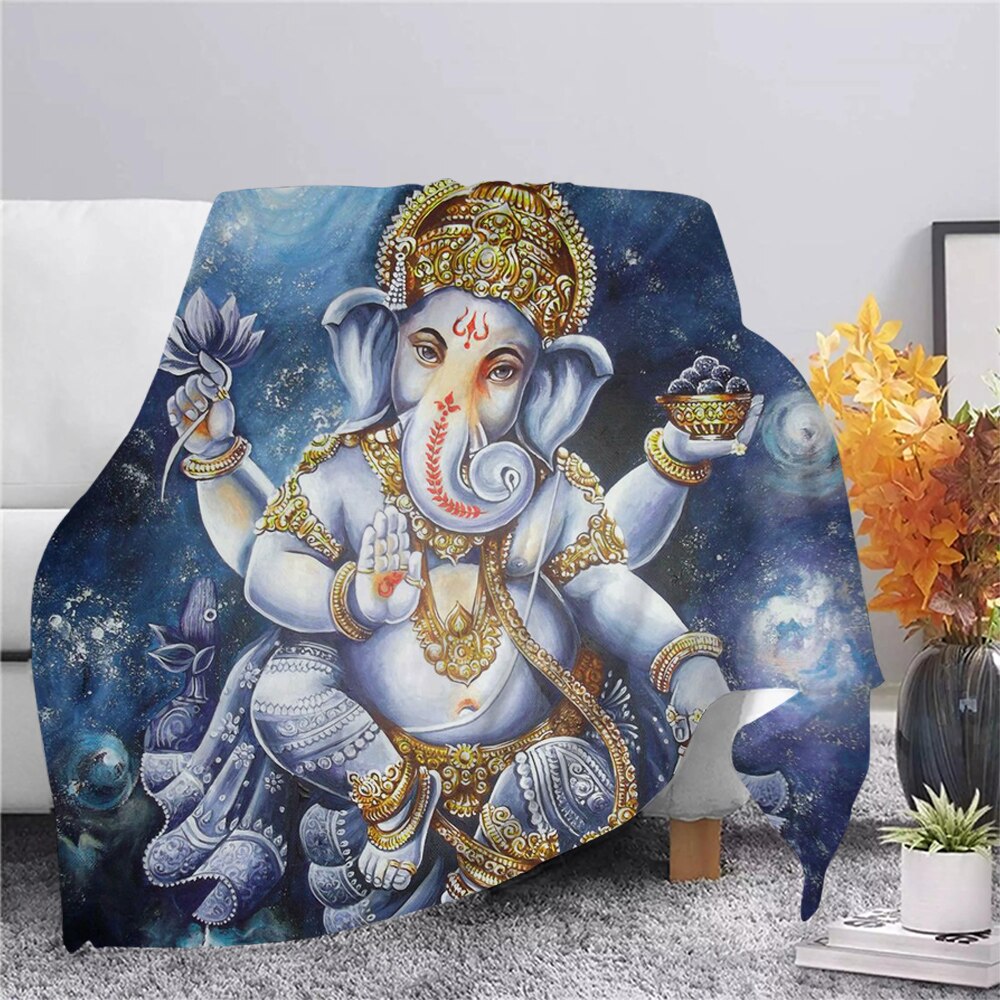 Ocean Blue Ganesh Diwali Blanket 