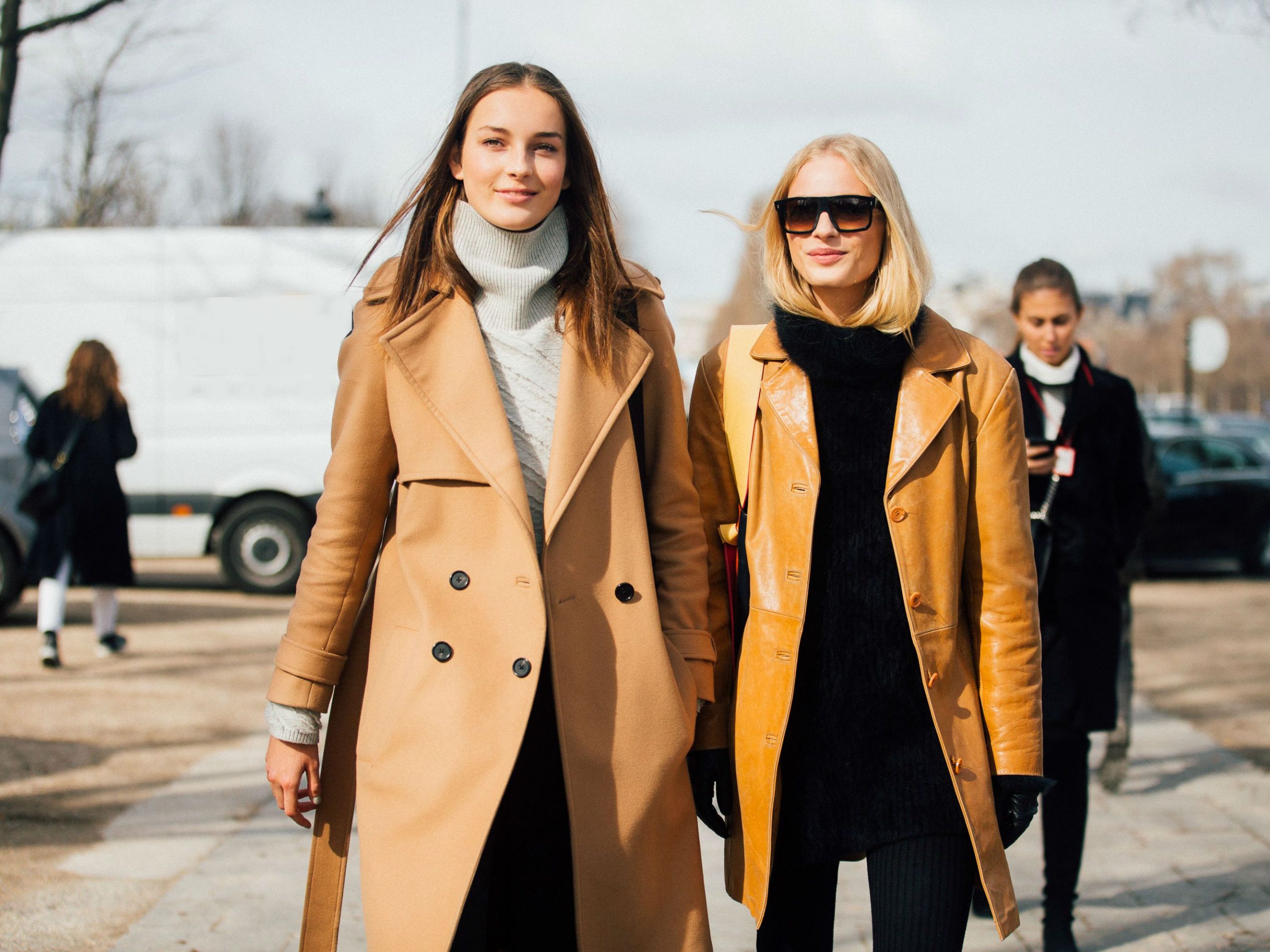 Camel-colored coats go really well with fall