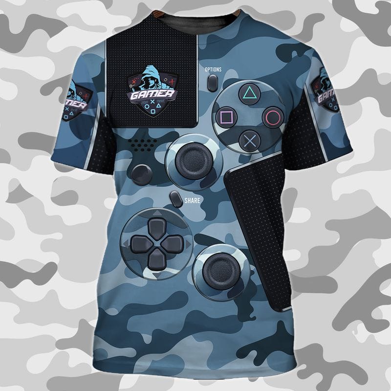 Camouflage Game Console Pattern Navy Army T Shirts