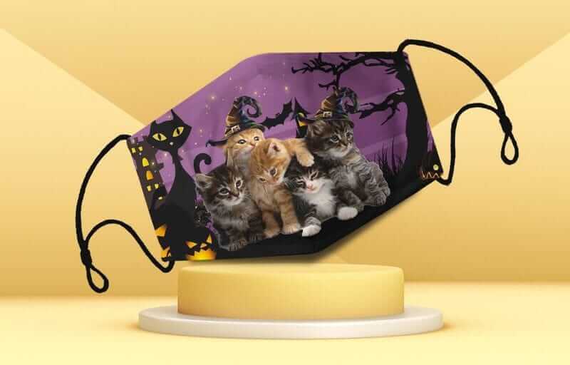 The best Halloween face mask with cat graphics.