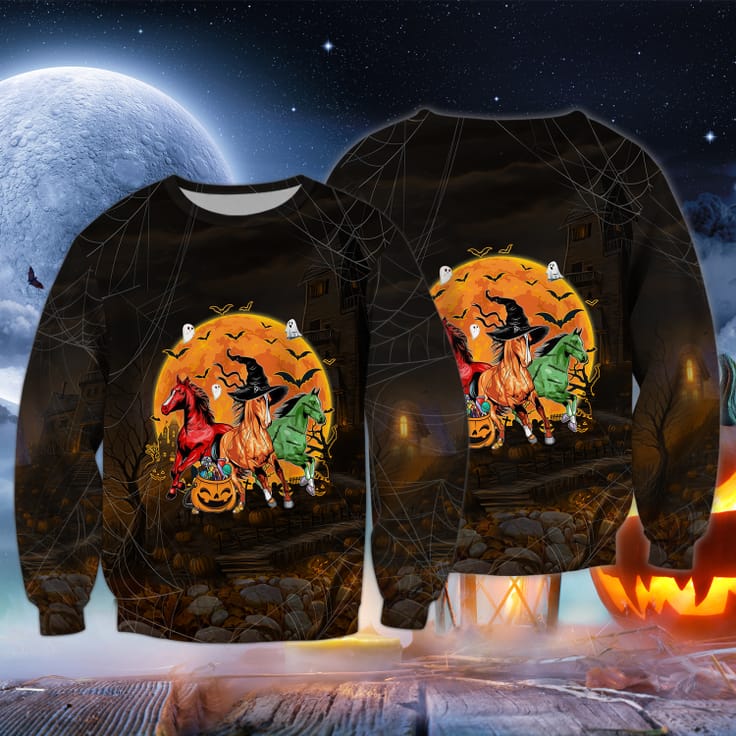 Halloween Horses 3D Sweatshirt Halloween Costumed Horses 3D Sweatshirt