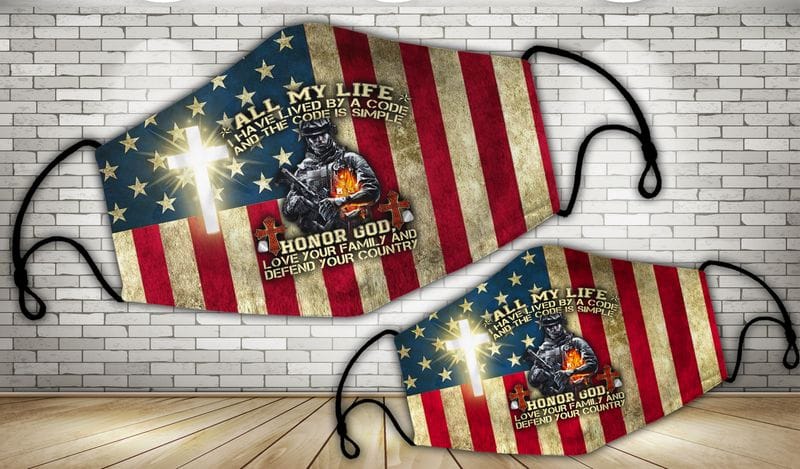 Honor God Love Your Family And Defend Your Country Veteran Face Mask