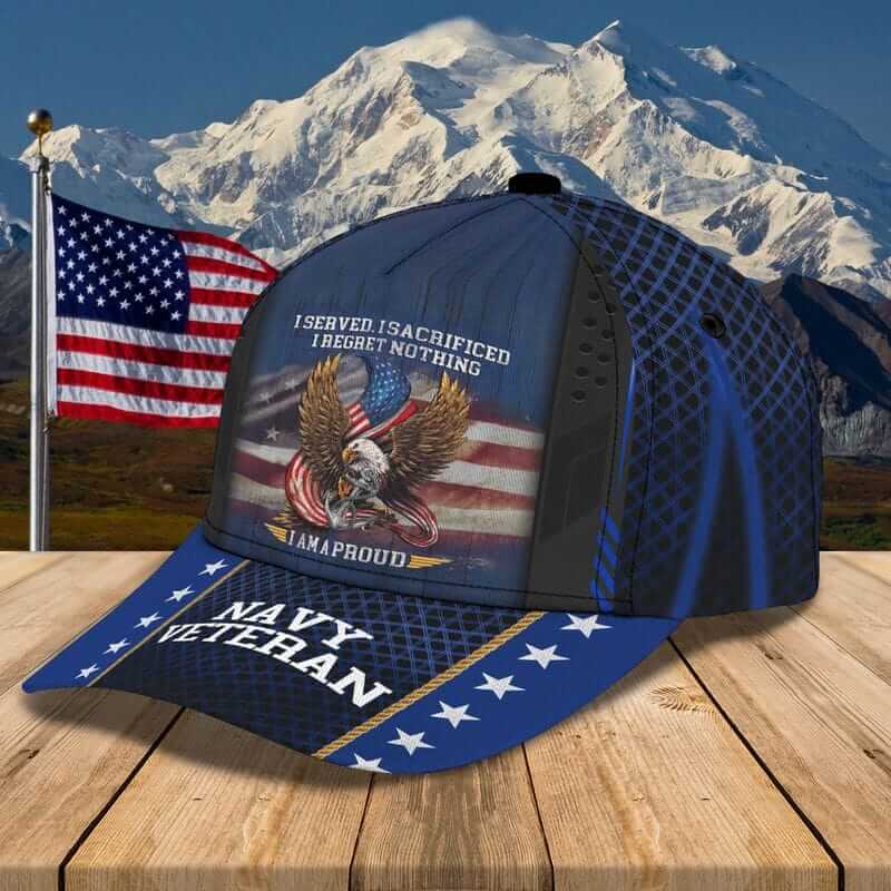Veteran American Flag And Proud Eagle US Navy Classic Cap