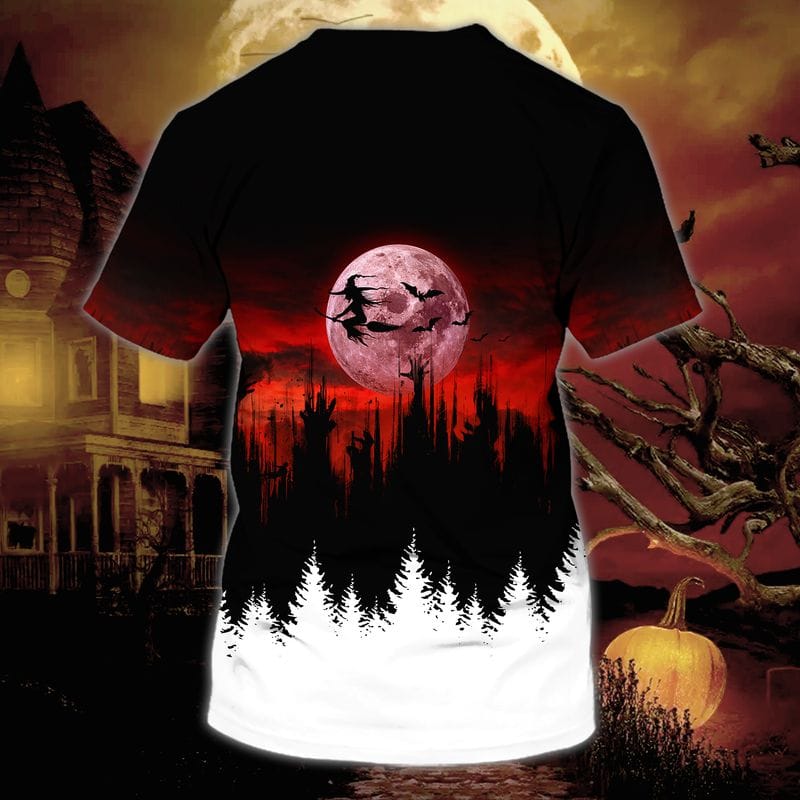 Red Moon Witch Halloween 3D T-Shirt Red Moon Witch Halloween shirts for women