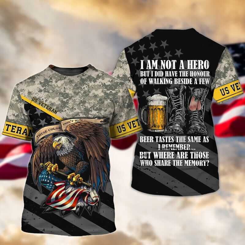 Fashionable veteran t shirts with American bald eagle