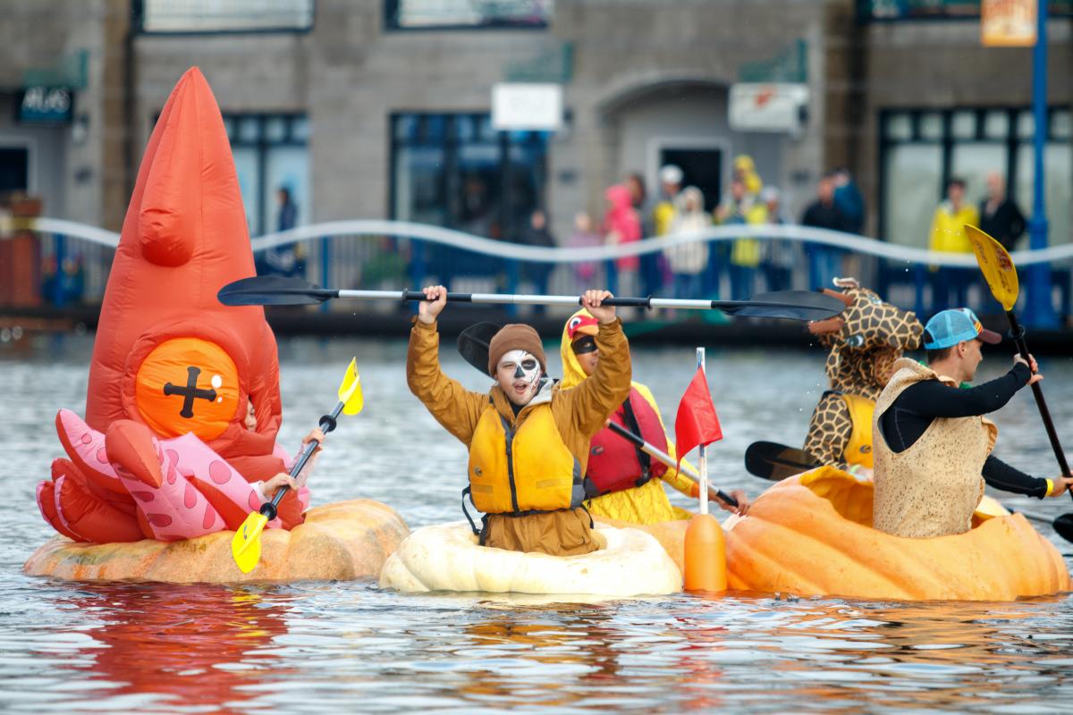 paddle around the lake in a pumpkin