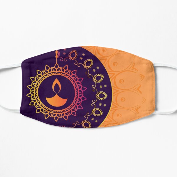 Diwali Festival Mask: Have a Happy and Safe Festival 14 Orange And Purple Oil Lamp Diwali Festival Face Mask