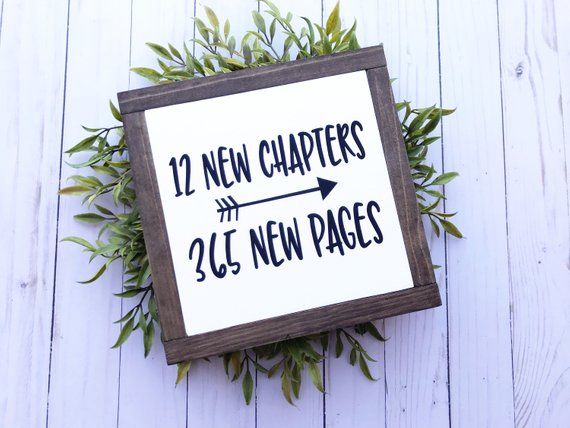“12 New Chapters, 365 New Pages” New Year Wooden Signs