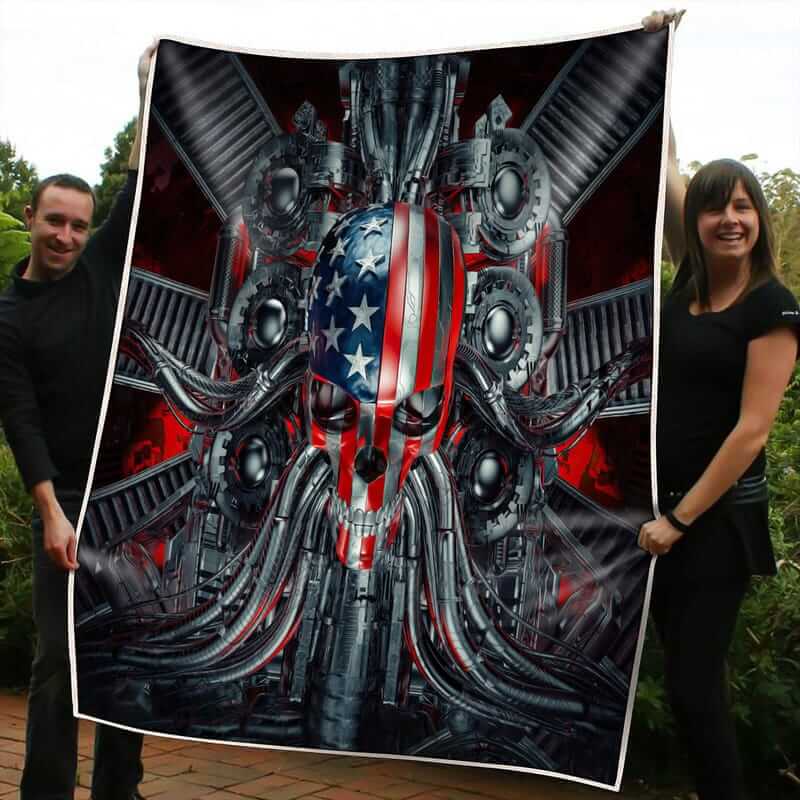AMERICAN MECHANIC SKULL B America Blanket