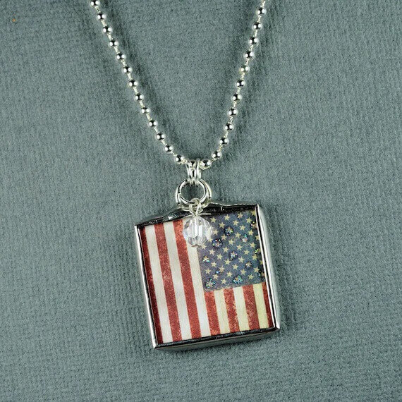 America Necklace Flag Square elegant pendant
