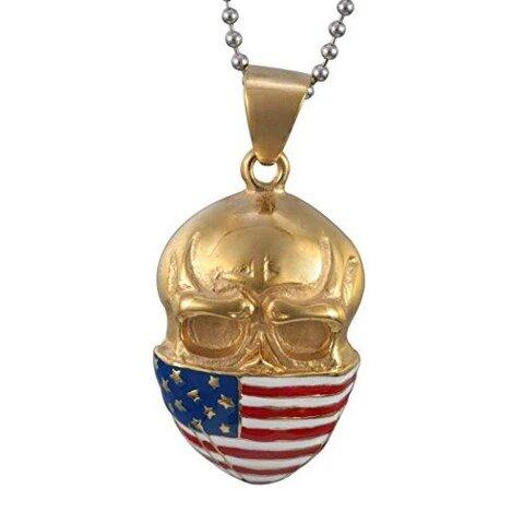 America Necklace gold skull for bold people