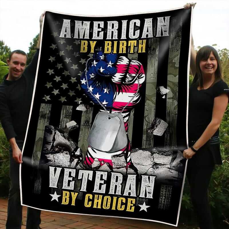 American By Birth Veteran By Choice Black America Blanket