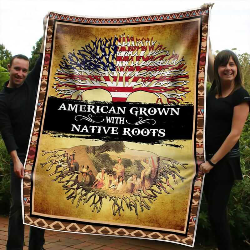 American Grown With Native Roots Throw America Blanket Quilt