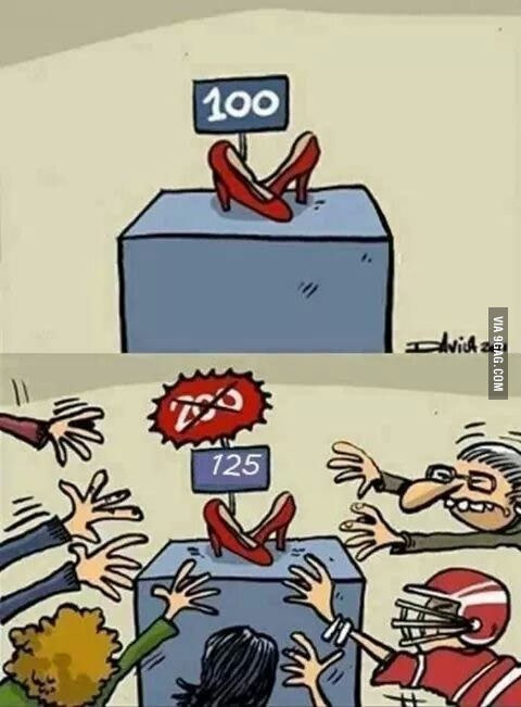 shopping shoes comic painting black Friday jokes