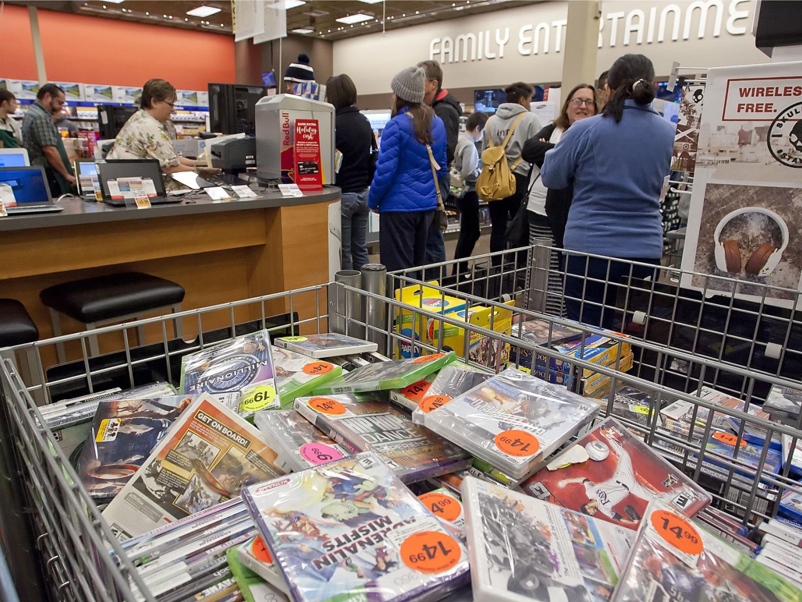 Black Friday Rush full cart at the store