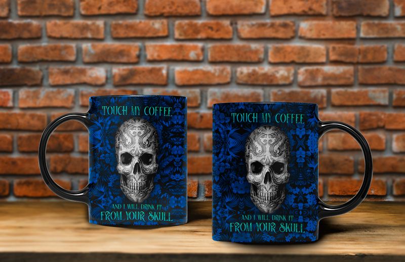 Let's own Black skull America mug 