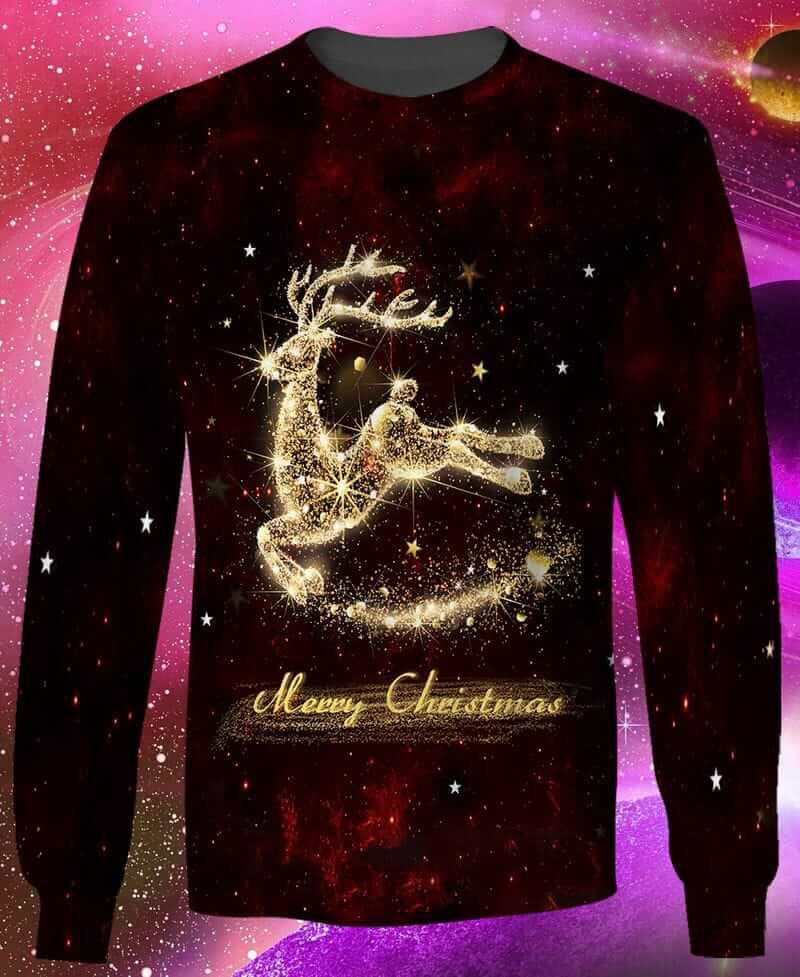 Sparkling CHRISTMAS REINDEER SHIRT 3D Christmas Sweatshirt