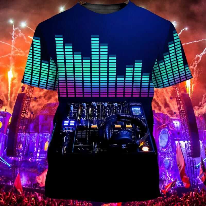 Dj Music Studio Navy Full Print For Music Lovers Happy New Year Shirts