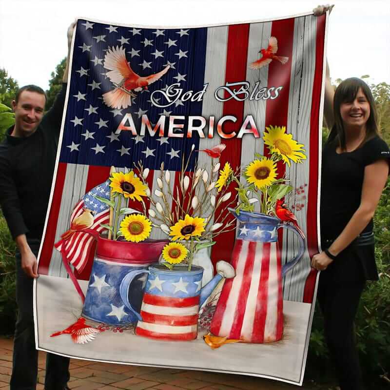 GOD BLESS AMERICA SUNFLOWER America Blanket