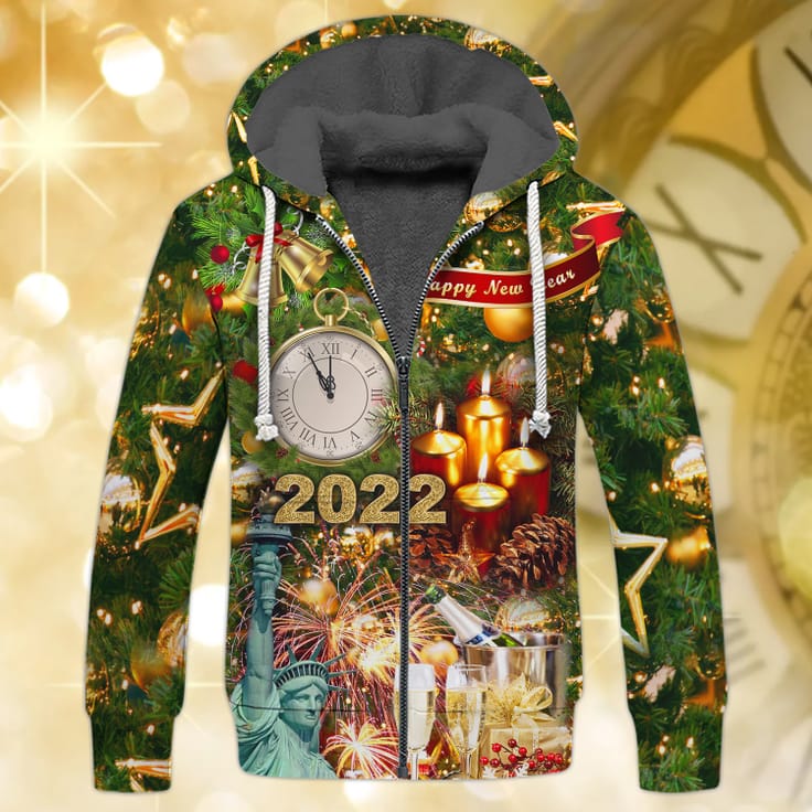 Happy New Year Shirts 2022 3D Fleece Zipper 
