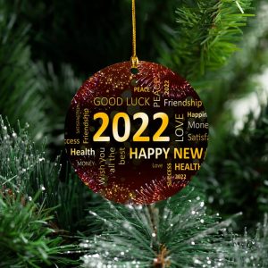 Buy Happy New Year 2022 Wishes Circle America Ornament