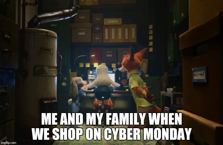 Cyber Monday memes family shop zootopia 
