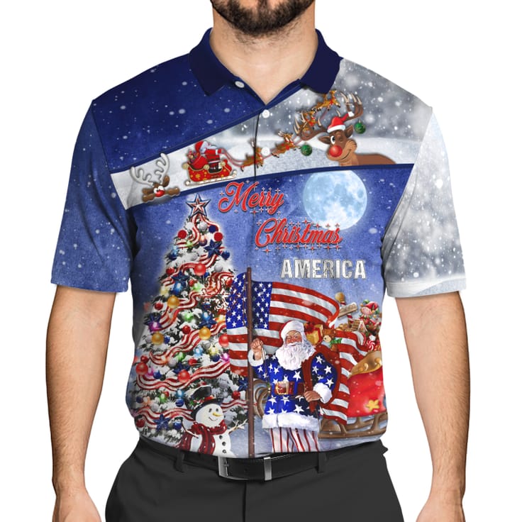 Merry Christmas America 3D Polo Shirt