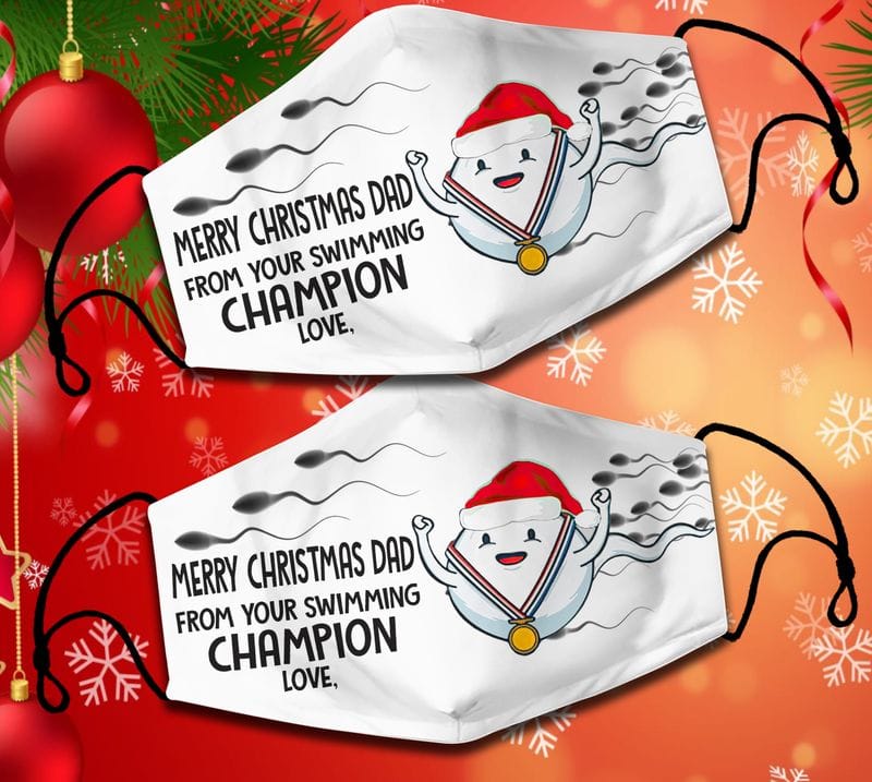 NBTT Merry Christmas Dad Swimming Champion 3D Christmas Face Mask