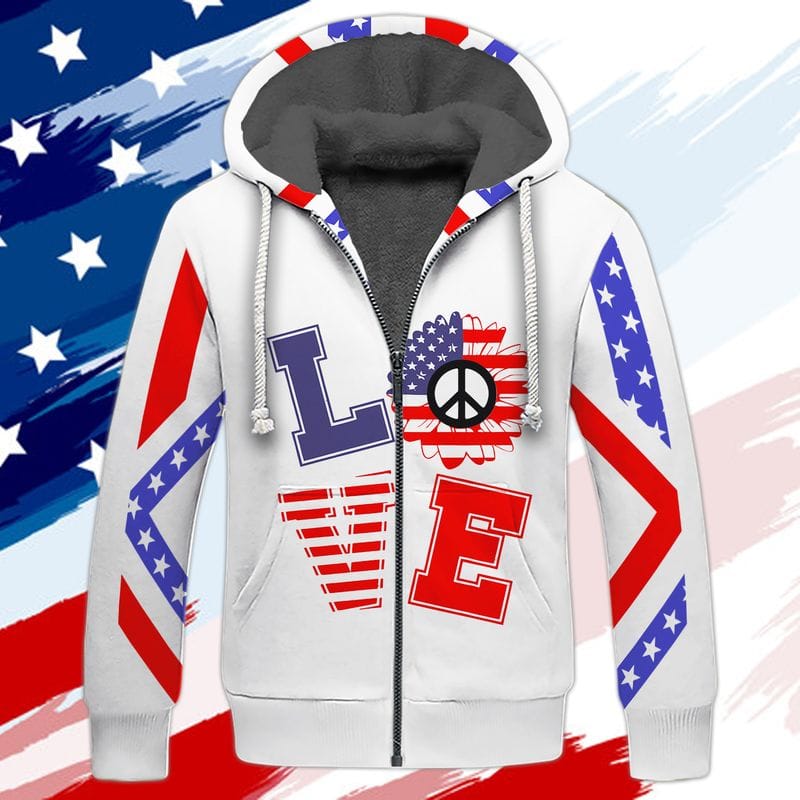 PT97 LOVE AMERICA PEACE 78 3D Fleece Zipper