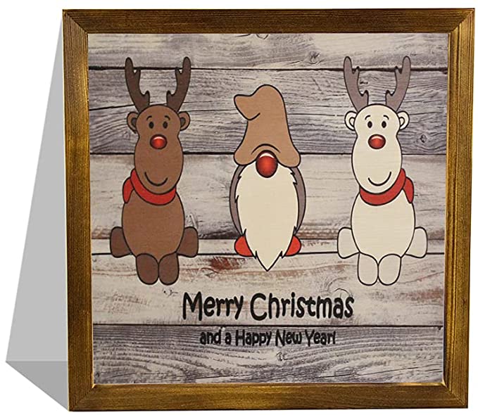 Reindeer Happy New Year Wooden Sign