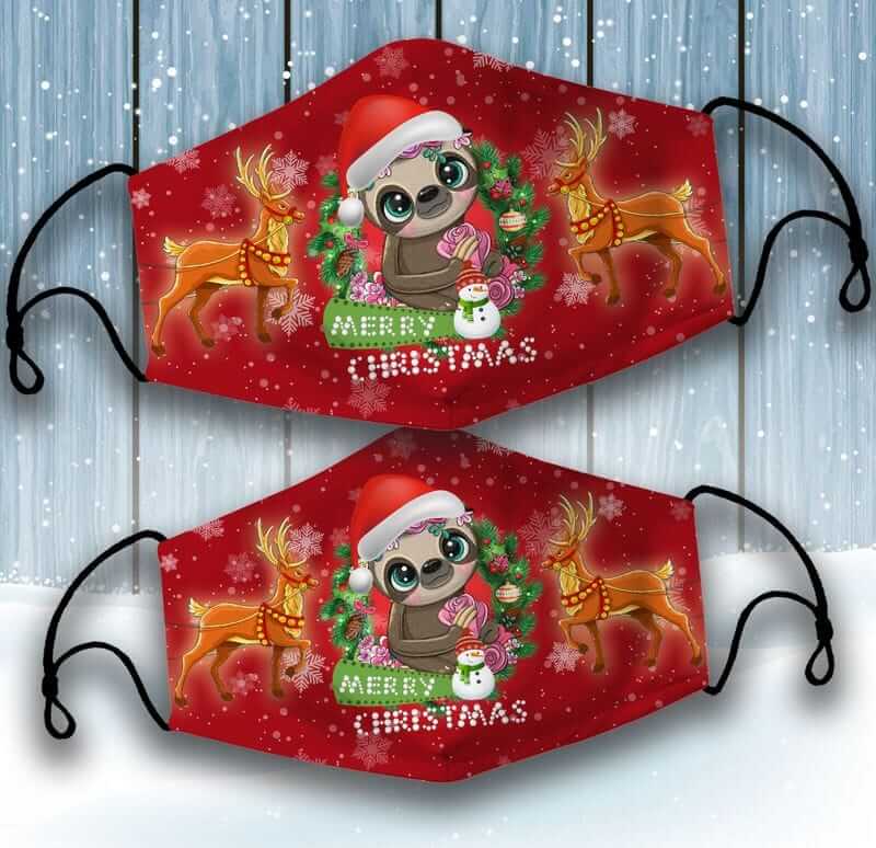SLOTH WITH CHRISTMAS Face Mask